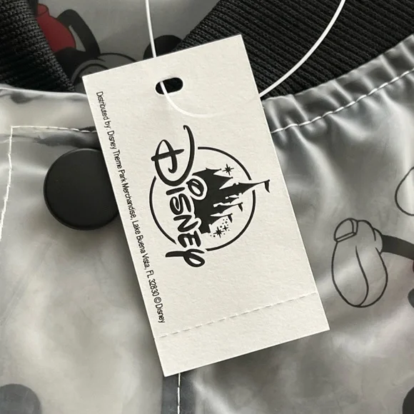 New Disney Parks Rain Jacket Mickey Mouse Print Snaps Adult Size Small / Med - Picture 4 of 6
